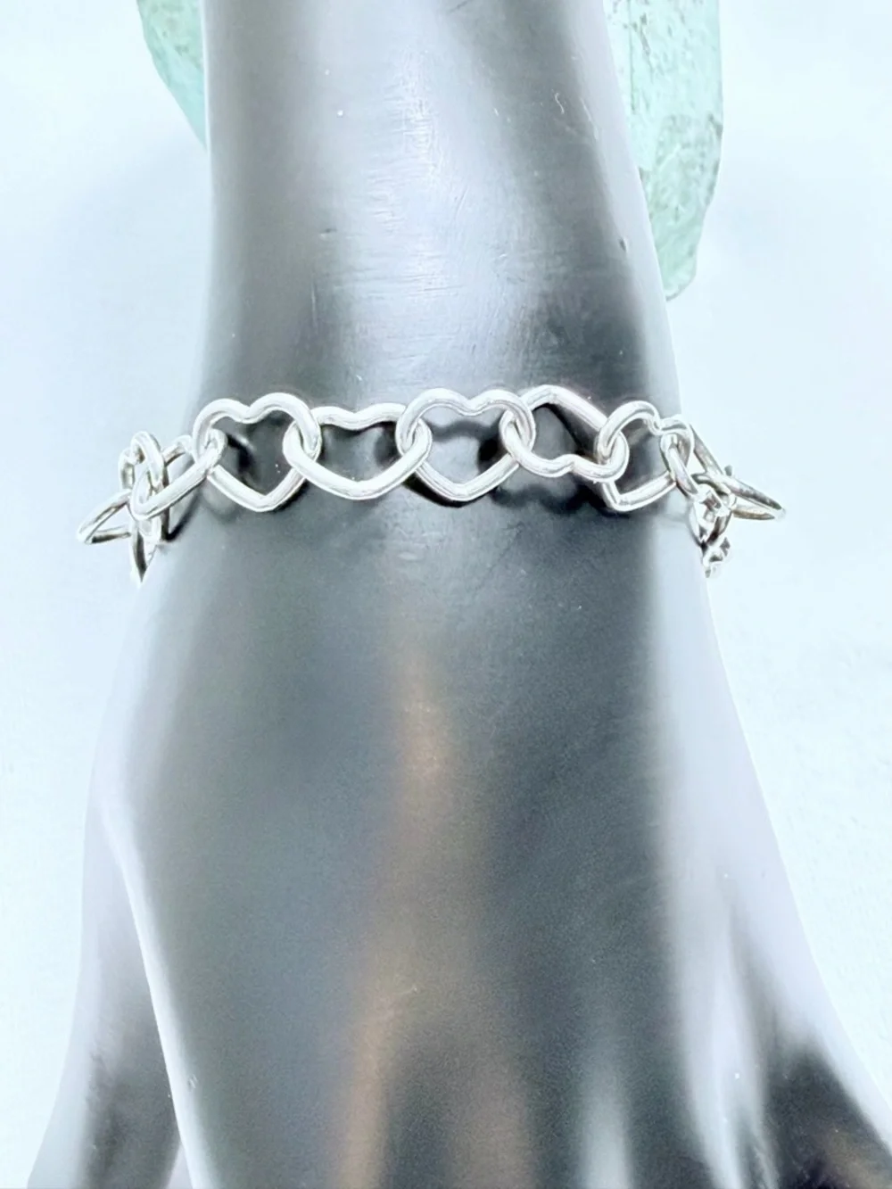 James Avery Sterling Silver HEART LINKS Bracelet w/Safety Chain - Size S - Picture 7 of 16